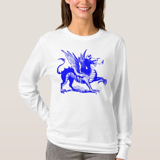 Gravieren von Drachen - Blau T-Shirt (Vorderseite)