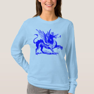 Gravieren von Drachen - Blau T-Shirt