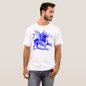 Gravieren von Drachen - Blau T-Shirt (Vorne ganz)