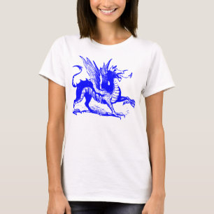 Gravieren von Drachen - Blau T-Shirt