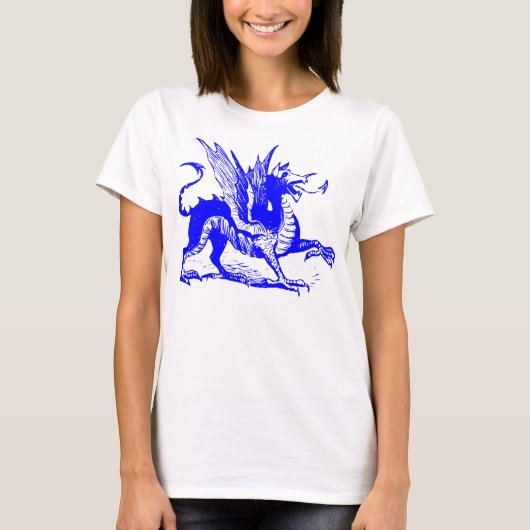 Gravieren von Drachen - Blau T-Shirt (Vorderseite)