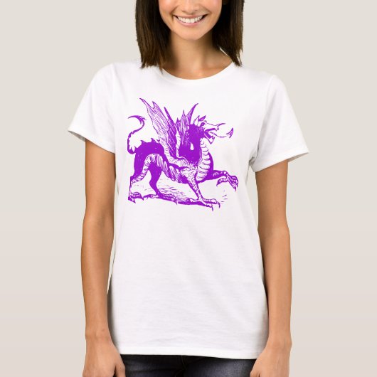 Gravieren von Drachen - Lila T-Shirt (Vorderseite)