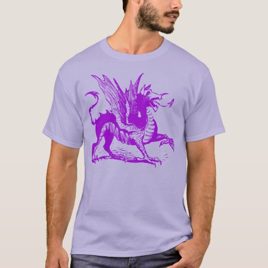 Gravieren von Drachen - Lila T-Shirt (Vorderseite)