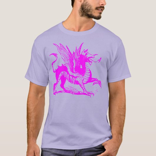 Gravieren von Drachen - Magenta T-Shirt (Vorderseite)