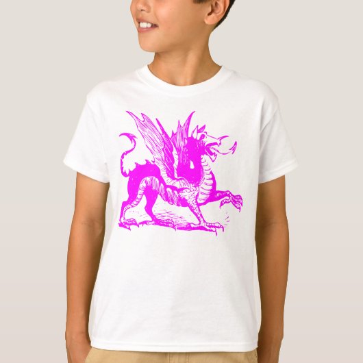 Gravieren von Drachen - Magenta T-Shirt (Vorderseite)