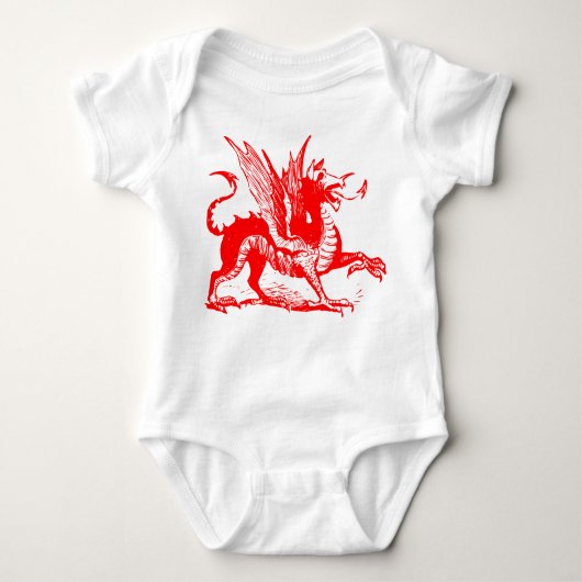 Gravieren von Drachen - Rot Baby Strampler (Vorderseite)