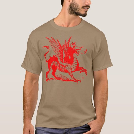 Gravieren von Drachen - Rot T-Shirt (Vorderseite)