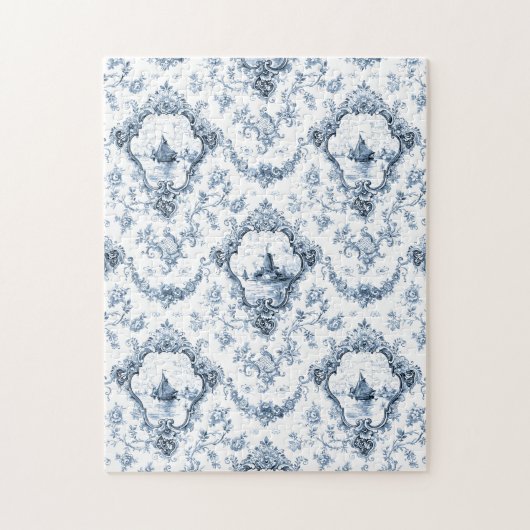 Gravierseil mit Windmühle und Boote-blau Puzzle (Vertikal)