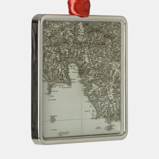 Gravierte Karte von Frankreich 2 Silbernes Ornament (Rechts)