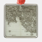 Gravierte Karte von Frankreich 2 Silbernes Ornament (Vorne)