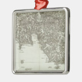 Gravierte Karte von Frankreich 2 Silbernes Ornament (Links)