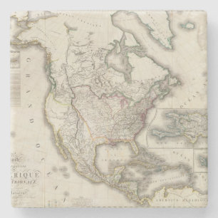 Gravierte Karte von Nordamerika Steinuntersetzer