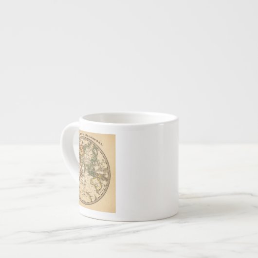 Gravierte Osthemisphäre-Karte Espressotasse (Vorderseite Links)