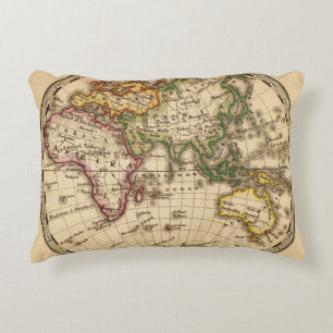 Gravierte Osthemisphäre-Karte Zierkissen