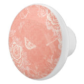 Gravierte Rose, Schmetterlinge und Libellen Keramikknauf (Rechts)