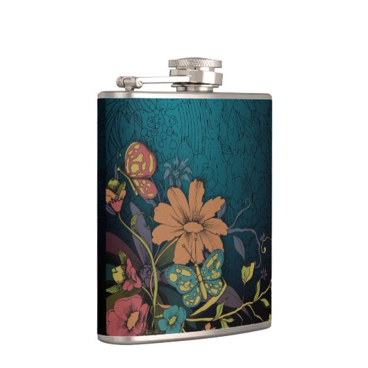 Gravierte Wildblumen Flachmann (Rechts)