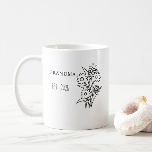 Gravierter Kaffeebecher Geburtsblumen-Becher, Pers Kaffeetasse (Mit Donut)