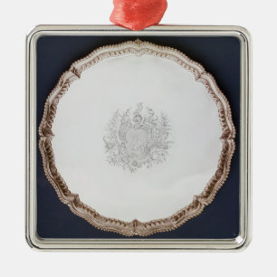 Gravierter Salver, 18. Jahrhundert Ornament Aus Metall