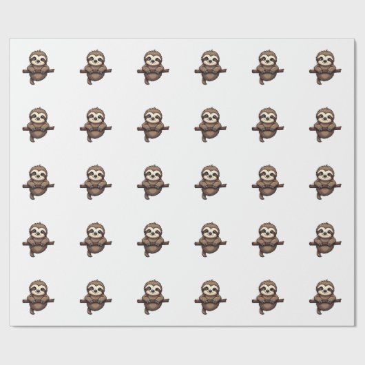 Graviertes Faultier-T-Shirt Vintage-Tierkunst (2) Geschenkpapier (Flach)