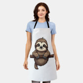 Graviertes Faultier-T-Shirt Vintage-Tierkunst (2) Schürze (Getragen)