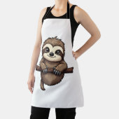 Graviertes Faultier-T-Shirt Vintage-Tierkunst (2) Schürze (InSitu)