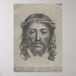 Graviertes Gesicht des Jesus Christus durch Claude Poster
