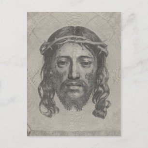 Graviertes Gesicht Jesu Christi von Claude Mellan Postkarte