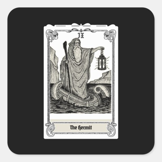Gravierungszeichen Tarot Hermit IX Quadratischer Aufkleber (Vorderseite)