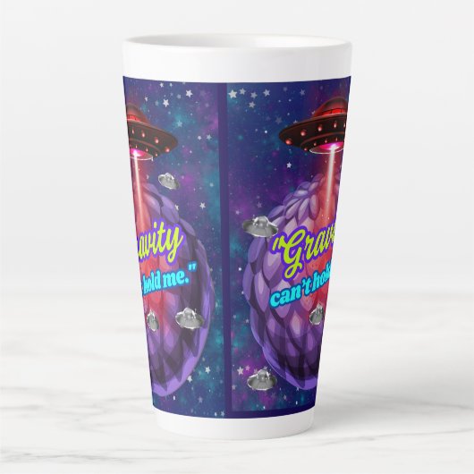 GRAVITÄT KANN MICH NICHT HALTEN MILCHTASSE (Vorderseite)