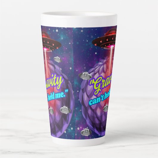 GRAVITÄT KANN MICH NICHT HALTEN MILCHTASSE (Vorderseite)