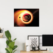 Gravitationslinse - Schwarzes Loch und Milchstraße Poster (Heimbüro)