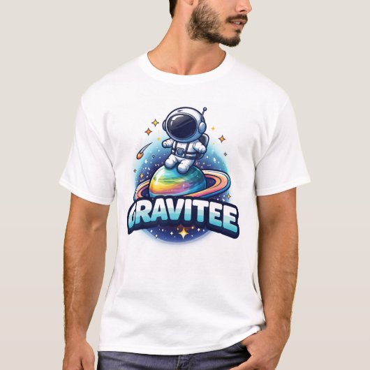 GRAVITEE Dabbing Astronaut Space Galaxy T-Shirt (Vorderseite)