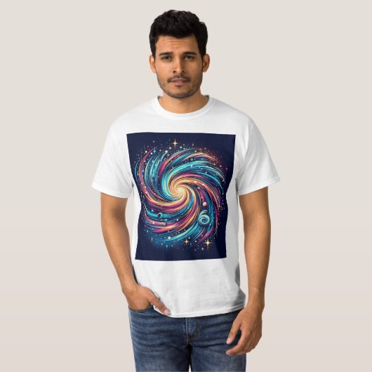 Gravity in Motion: Farbenvolles Swirling Galaxy Sh T-Shirt (Vorne ganz)