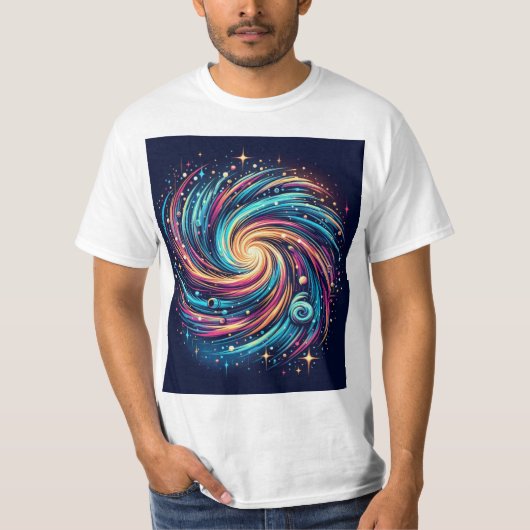 Gravity in Motion: Farbenvolles Swirling Galaxy Sh T-Shirt (Vorderseite)