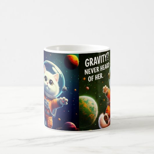 Gravity? Never Heard of Her. Cute Space Cat Kaffeetasse (Mittel)