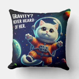 Gravity? Never Heard of Her. Cute Space Cat Kissen