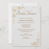 Gravur des Golden Floral Wedding Brautparty Einladung (Vorderseite)