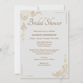 Gravur des Golden Floral Wedding Brautparty Einladung