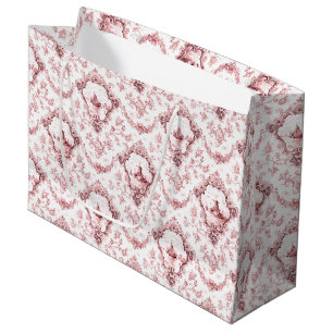 Gravur, Floral Toile mit Windmill & Boote-Rosa Große Geschenktüte