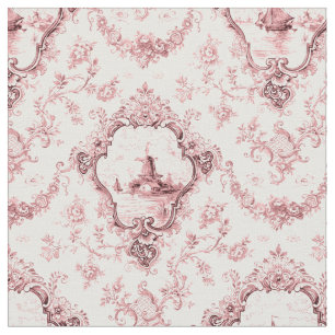 Gravur, Floral Toile mit Windmill & Boote-Rosa Stoff