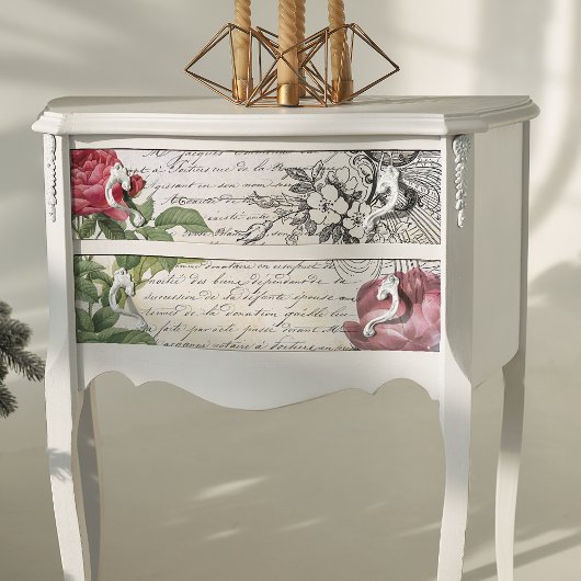 Gravur Französisch-Script Ephemera Decoupage Seidenpapier