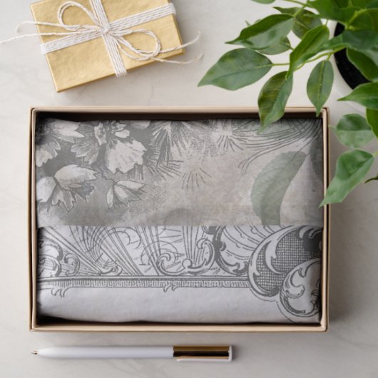 Gravur Französisch-Script Ephemera Decoupage Seidenpapier (Geschenk)