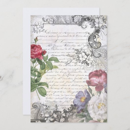 Gravur Französisches Script Ephemera Mitteilungskarte (Vorne/Hinten)