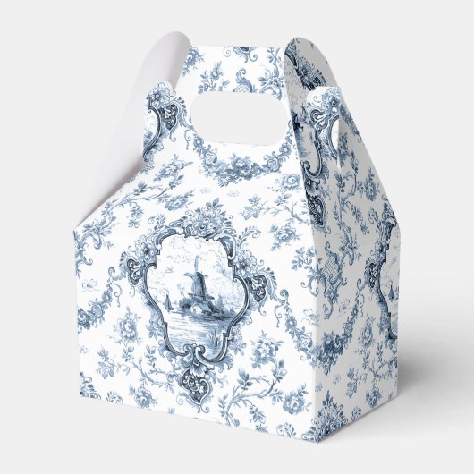 Gravur mit Blütenzange mit Windmühle und blaue Boo Geschenkschachtel (Vorderseite)