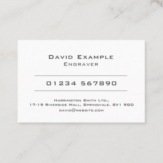 Gravur mit Foto der Holder-Visitenkarte Visitenkarte (Rückseite)