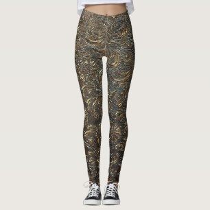 Gravur Muster Bronze monochrome Leggings