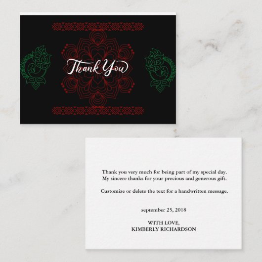 Gravur rot grün schwarz danke Karte (Vorne/Hinten)
