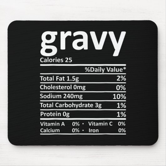 Gravy Nutrition Facts Funny Thanksgiving Christmas Mousepad (Vorne)