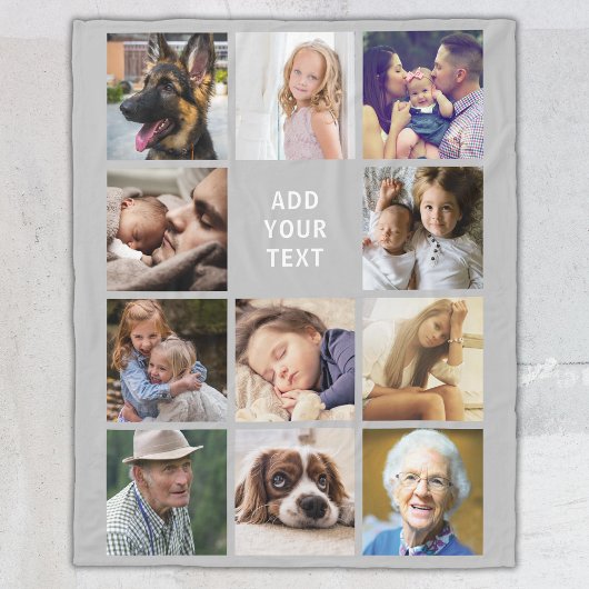 Gray 11 FotoCollage Fleecedecke