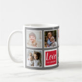 Gray 8 Family Foto Collage Liebe Freude Weihnachte Kaffeetasse (Links)